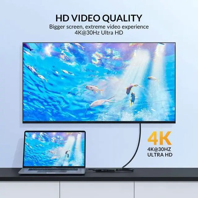 Alt view image 3 of 7 - USB-C HUB 4K 60Hz, iDsonix USB-C Multiport Adapter with 4K HDMI, USB 3.0 5Gbps Data Transfer Port for MacBook Pro/Air M1 2020, iPad Pro 2021, iPad Mini 6, Surface Pro and More(5P)