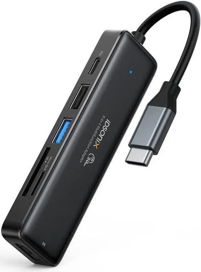 Main image of USB C HUB, iDsonix USB-C Multiport USB Hub 6-in-1 with 4K HDMI, 55W Power Delivery, USB 3.0 Data Port for MacBook Pro/Air Surface Pro, Flash Drive, Mobile HDD and More(6P)
