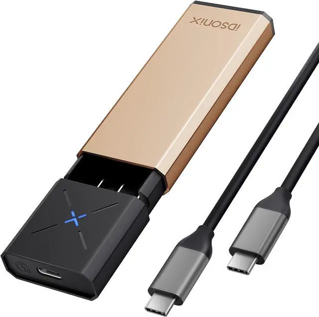 Main image of iDsonix M.2 NVMe PCIe SSD Enclosure Adapter[Tool Free][Aluminum], NVMe to USB C 3.2 Gen 2 10Gbps NVMe PCIe External Enclosure, Supports M-Key/B+M Key, with UASP Trim for 2230/2242/2260/2280 SSD-RG