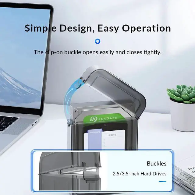 Alt view image 3 of 5 - iDsonix 3.5 Inch Hard Drive Portable Carrying Case, Translucent 1 Pack Storage Box for HDD External Hard Drive Case, Protective Box with Anti-Static ,Shockproof and Dustproof Function Gray 3.5inch -1