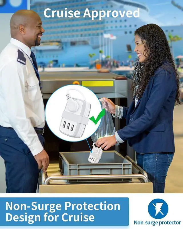 Alt view image 5 of 7 - Travel Power Strip with USB 2 Pack, NTONPOWER 2 Widely Outlets 3 USB with 3Ft Short Extension Cord Flat Plug, Small Portable Desktop Charging Station for Cruise Ship Home Office Accessories, White