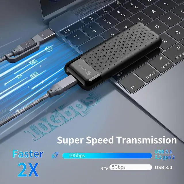 Alt view image 2 of 7 - PHIXERO M.2 NVMe SSD Enclosure Reader USB 3.2 Gen 2 Type C 10Gbps High Speed Transmission External SSD Case M.2 Reader,Tool-Free,UASP,TRIM Black
