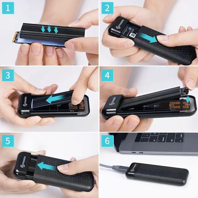 Alt view image 5 of 7 - PHIXERO M.2 NVMe SSD Enclosure Reader USB 3.2 Gen 2 Type C 10Gbps High Speed Transmission External SSD Case M.2 Reader,Tool-Free,UASP,TRIM Black