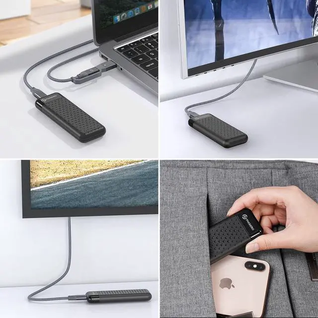 Alt view image 6 of 7 - PHIXERO M.2 NVMe SSD Enclosure Reader USB 3.2 Gen 2 Type C 10Gbps High Speed Transmission External SSD Case M.2 Reader,Tool-Free,UASP,TRIM Black