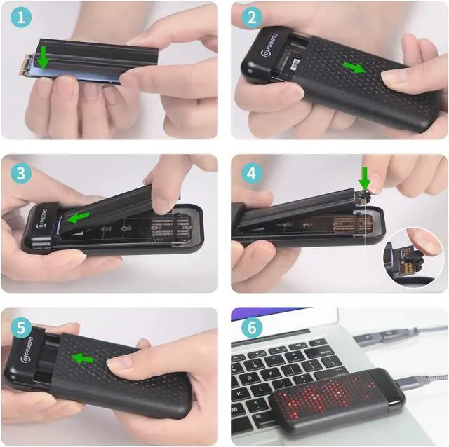 Alt view image 6 of 7 - PHIXERO RGB M.2 NVMe SSD Enclosure Reader USB 3.2 Gen 2 Type C 10Gbps High Speed Transmission External SSD Case M.2 Reader,Tool-Free,UASP,TRIM Black
