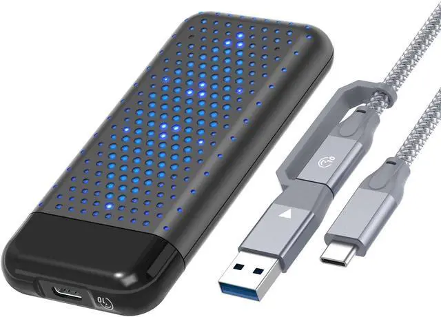 Main image of PHIXERO RGB M.2 NVMe SSD Enclosure Reader USB 3.2 Gen 2 Type C 10Gbps High Speed Transmission External SSD Case M.2 Reader,Tool-Free,UASP,TRIM Black