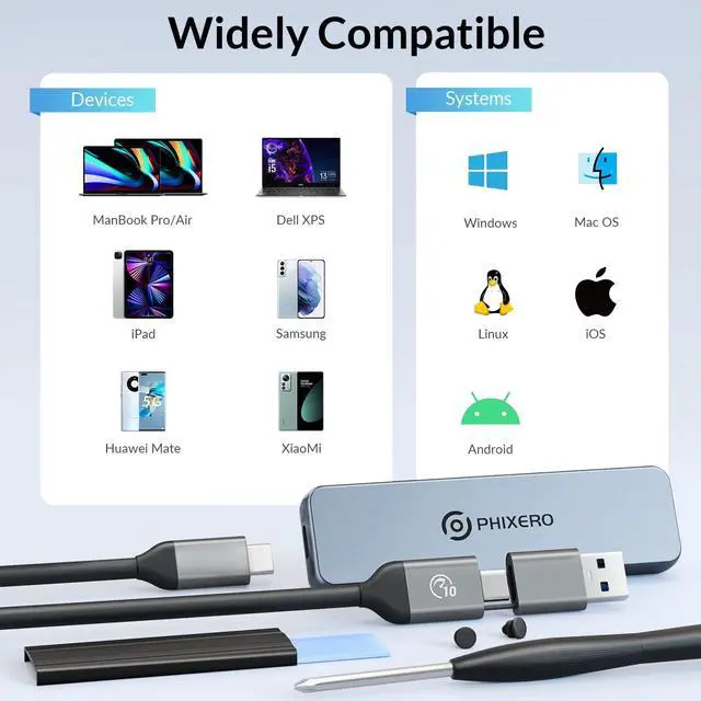 Alt view image 6 of 6 - PHIXERO M.2 NVME Enclosure with UASP TRIM, Aluminum Alloy External SSD Enclosure, USB 3.1 Gen2 10Gbps, Triple Heat Dissipation M.2 Enclosure for M-Key B&M-Key SSD 2230 2242 2260 2280(up to 4TB), Gray