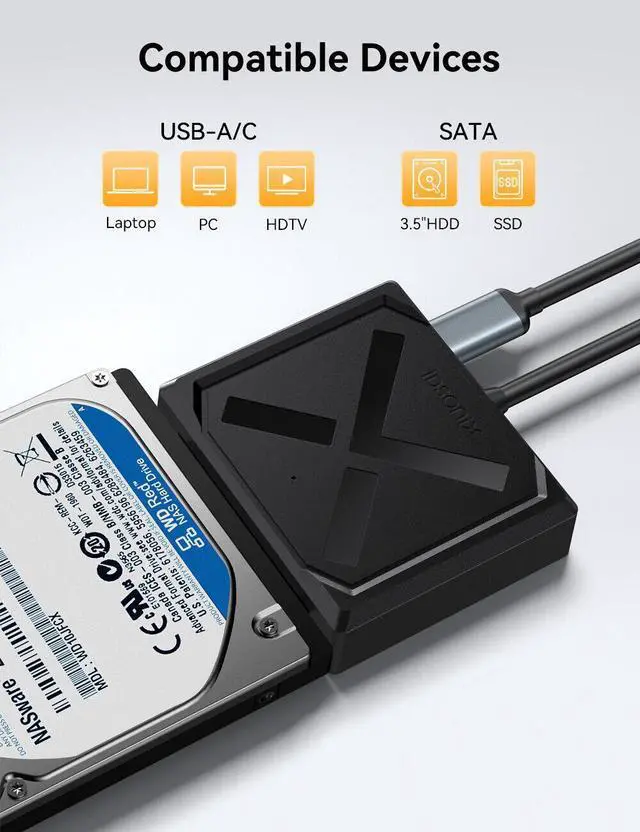 Alt view image 6 of 7 - IDsonix USB 3.0 to 2.5" inch SATA HDD SSD Hard Drive Disk Adapter Cable USB Converter 50cm/1.6ft Cable Black