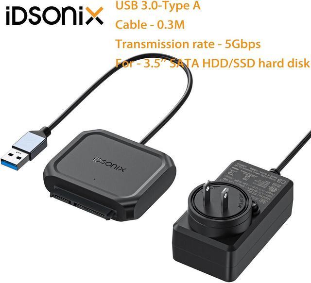 IDsonix USB 3.0 to 3.5'' SATA III Hard Drive Adapter Cable SATA to Type A  USB A 3.0 Converter SATA HDD SSD Hard Drive Disk Adapter Cable USB  Converter