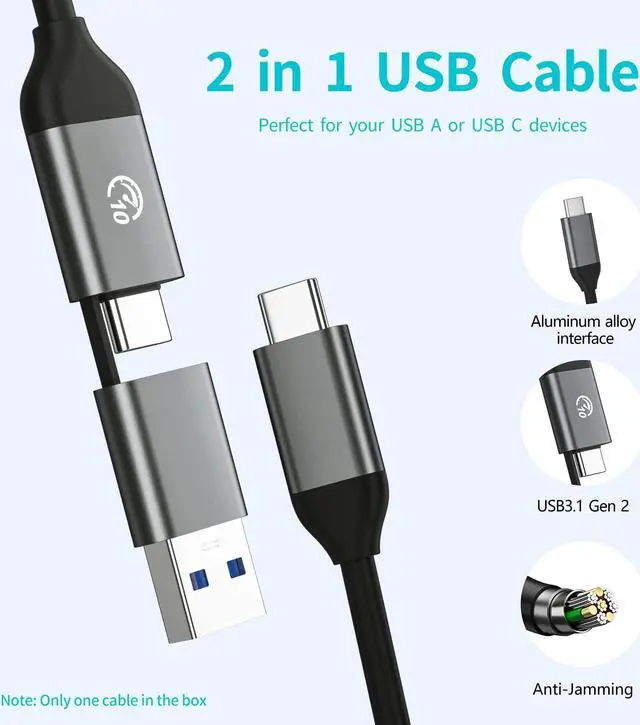 Alt view image 7 of 7 - PHIXERO Dual M.2 NVMe SSD Enclosure USB3.1 Gen 2 USB C to M.2 Adapter 10Gbps Aluminum SSD Enclosure for M.2 PCIe NVMe M-Key 2280/2260/2242/2230 SSD