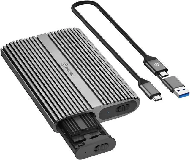 Main image of PHIXERO Dual M.2 NVMe SSD Enclosure USB3.1 Gen 2 USB C to M.2 Adapter 10Gbps Aluminum SSD Enclosure for M.2 PCIe NVMe M-Key 2280/2260/2242/2230 SSD