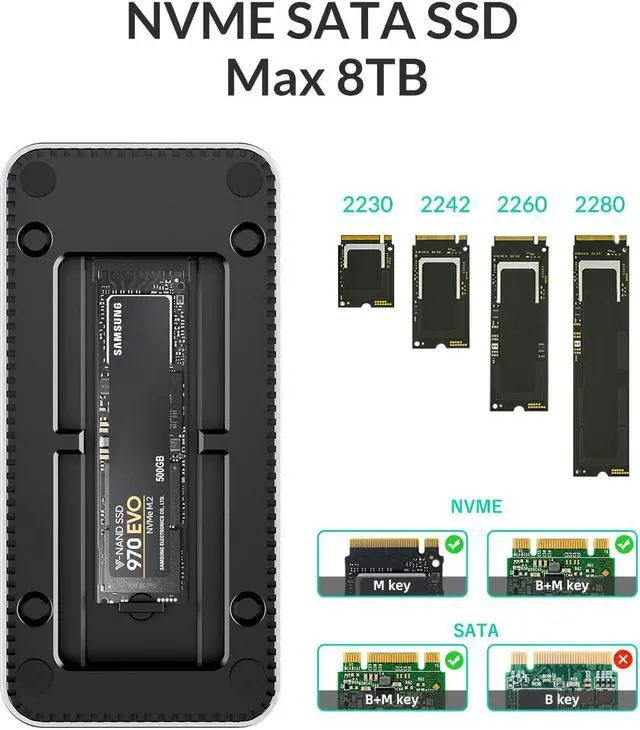 Alt view image 4 of 7 - 10-in-1 USB C Hub with M.2 SSD Enclosure Docking Station, PD 100W, 10Gbps NVMe Sata Enclosure, 10Gbps USB C/A Ports, 2*5Gbps USB A Ports, 4K@60HZ HDMI, 1000Mbps Ethernet, SD/TF Card Reader
