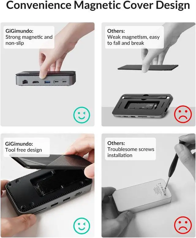 Alt view image 7 of 7 - 10-in-1 USB C Hub with M.2 SSD Enclosure Docking Station, PD 100W, 10Gbps NVMe Sata Enclosure, 10Gbps USB C/A Ports, 2*5Gbps USB A Ports, 4K@60HZ HDMI, 1000Mbps Ethernet, SD/TF Card Reader