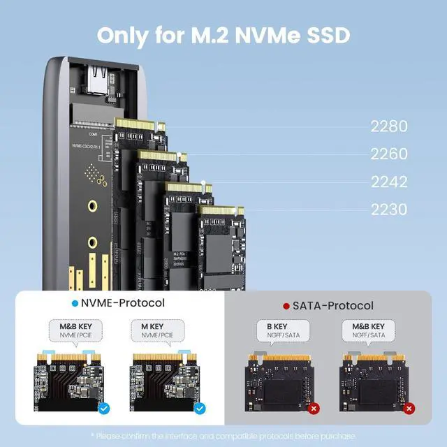 Alt view image 4 of 6 - Gigimundo by iDsonix 10Gbps Heavy Duty M.2 NVMe SSD Enclosure Sleak Aluminum, USB3.2 Gen2, Supports UASP Trim, Tool-Free M.2 Caddy for M/M+B Key, Fits 2280/2260/2242/2230, Gray