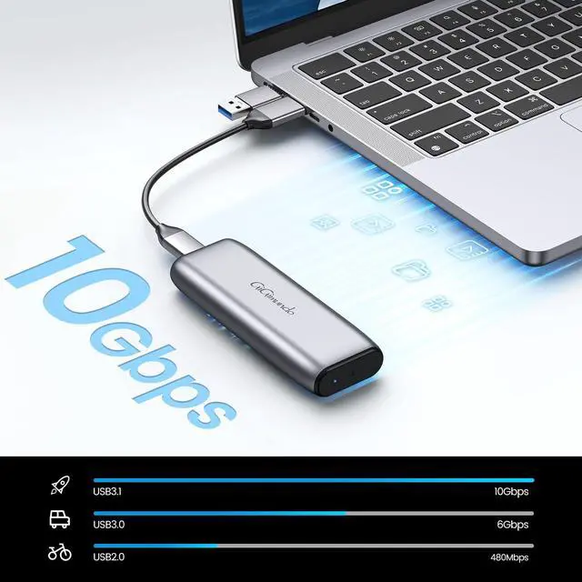 Alt view image 2 of 6 - Gigimundo by iDsonix 10Gbps Heavy Duty M.2 NVMe SSD Enclosure Sleak Aluminum, USB3.2 Gen2, Supports UASP Trim, Tool-Free M.2 Caddy for M/M+B Key, Fits 2280/2260/2242/2230, Gray