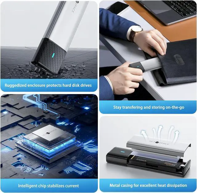 Alt view image 5 of 7 - SETMSPACE by iDsonix M.2 SATA SSD Enclosure 5Gbps for B-Key/B+M-Key SATA NGFF SSD for SSD Size 2230/2242/2260/2280 M.2 NGFF SSD Case USB C to A Cable