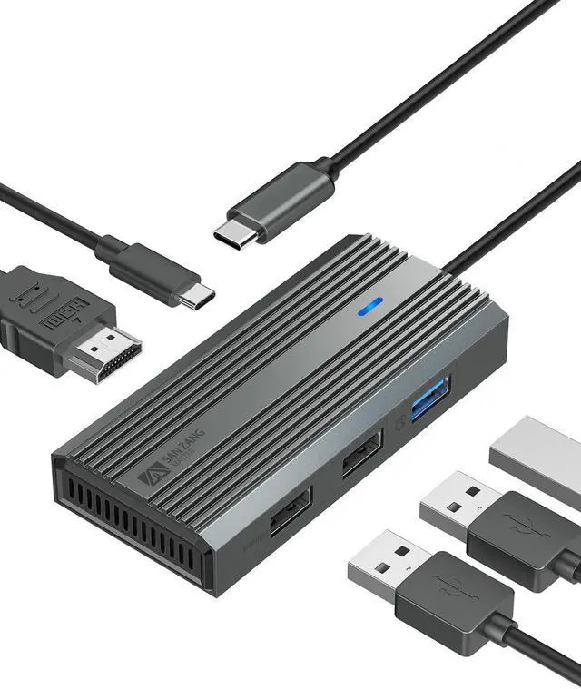 Main image of SANZANG by iDsonix 5 in 1 USB C Hub, 4k USB C to HDMI Adapter, 5Gbps USB 3.0 High Speed, 2 x 480Mbps USB Ports, Type-C 60W Fast Charging for MacBook Gray