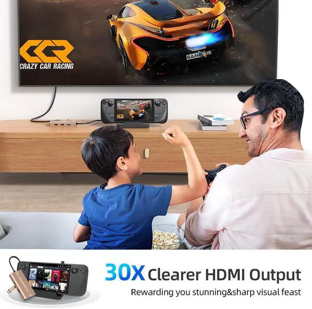 Alt view image 5 of 7 - SANZANG by iDsonix 5 in 1 USB C Hub, 4k USB C to HDMI Adapter, 5Gbps USB 3.0 High Speed, 2 x 480Mbps USB Ports, Type-C 60W Fast Charging for MacBook Rose Gold
