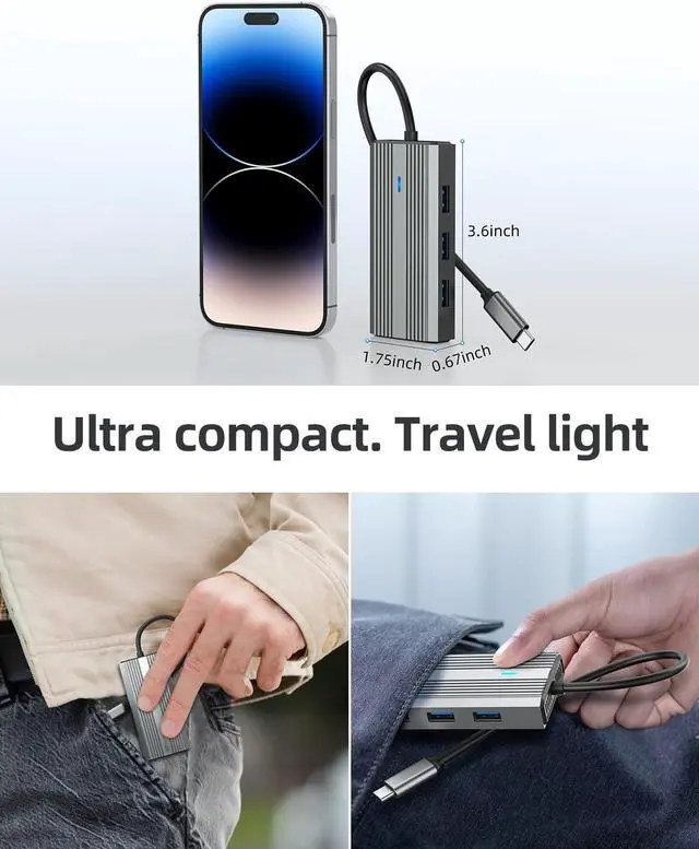 Alt view image 6 of 7 - SANZANG by iDsonix 6 in 1 USB C Hub, USB C to HDMI Adapter, 4K HDMI, 100W PD Fast Charging, 3 x USB 3.0 High-Speed Up to 5Gbps, USB-C 3.0 for MacBook, USB C Laptops and Other Type C Devices