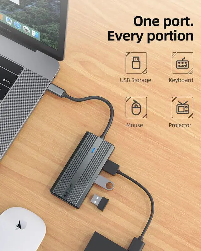 Alt view image 3 of 7 - SANZANG by iDsonix 6 in 1 USB C Hub, USB C to HDMI Adapter, 4K HDMI, 100W PD Fast Charging, 3 x USB 3.0 High-Speed Up to 5Gbps, USB-C 3.0 for MacBook, USB C Laptops and Other Type C Devices