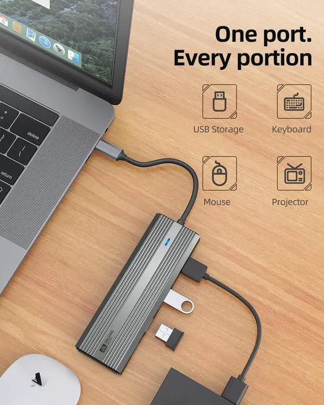 Alt view image 7 of 7 - SANZANG by iDsonix 9 in 1 USB C Hub, USB C to HDMI Adapter,Military Grade Chip Tested, USB C Hub Ethernet,100W PD Charging, 5Gbps USB 3.0 High Speed for MacBook Gray
