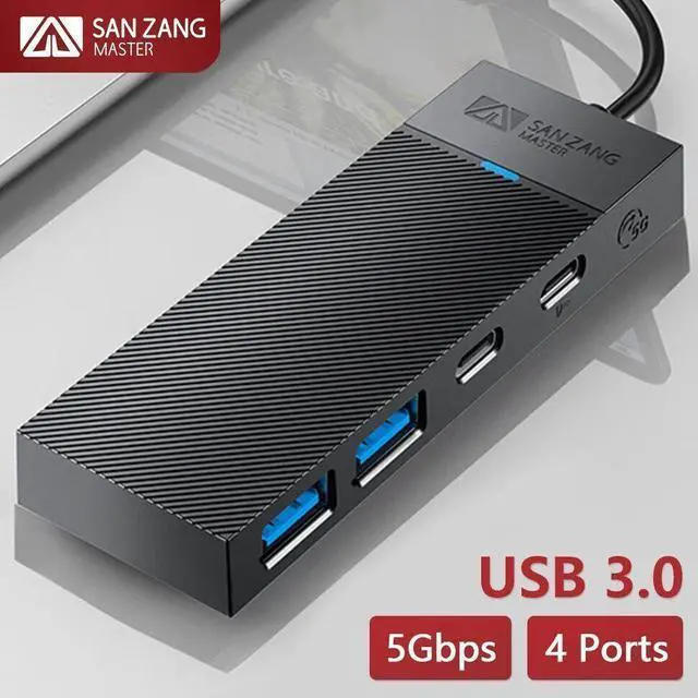 Alt view image 2 of 3 - SANZANG by iDsonix 4-Port USB 3.0 Hub 5Gbps USB C PD100W Compact for PC Mac Laptop Notebook Desktop ,USB-A 3.0*2,USB-C 3.0*1,USB-C PD 100W*1