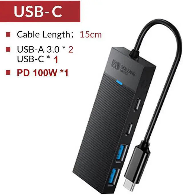 Alt view image 3 of 3 - SANZANG by iDsonix 4-Port USB 3.0 Hub 5Gbps USB C PD100W Compact for PC Mac Laptop Notebook Desktop ,USB-A 3.0*2,USB-C 3.0*1,USB-C PD 100W*1