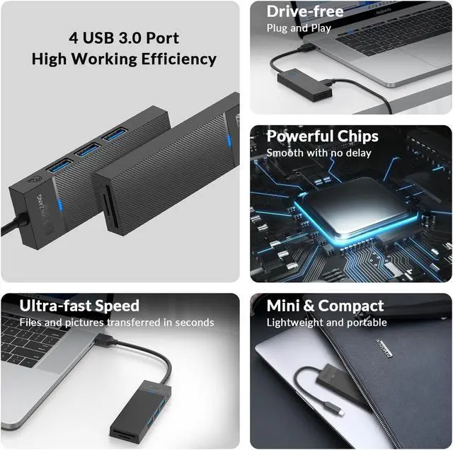 Alt view image 4 of 7 - SANZANG by iDsonix USB A Type A HUB Splitter Adapter USB 3.0 USB-A 3.0*3 TF/SD Card Reader