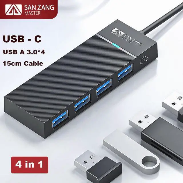 Alt view image 2 of 7 - USB-C 4 Ports Hub Splitter USB 3.0 High Speed Adapter Multi Desktop PC Laptop 15cm/0.5ft Cable