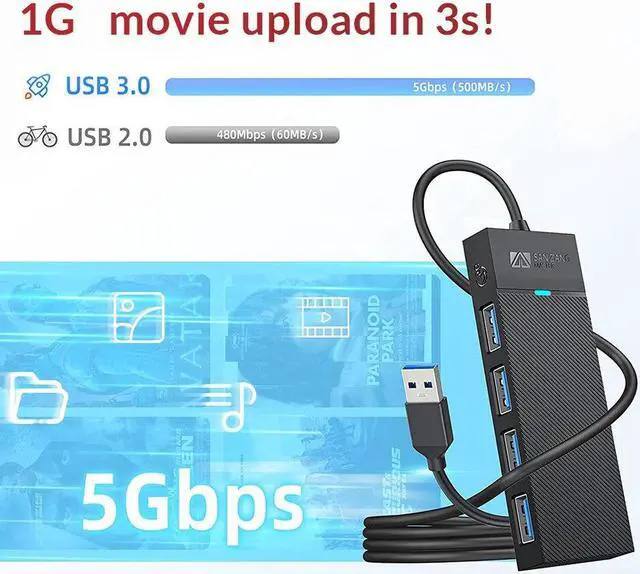Alt view image 7 of 7 - USB-C 4 Ports Hub Splitter USB 3.0 High Speed Adapter Multi Desktop PC Laptop 15cm/0.5ft Cable