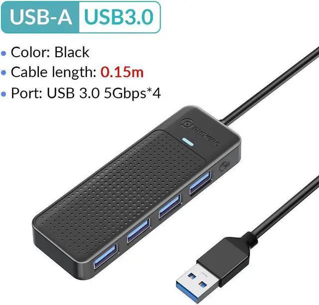 Alt view image 2 of 7 - PHIXERO 15cm/0.5ft USB 3.0 Hub, 4-Port USB Hub USB Splitter with Super Speed 5Gbps, Ultra Slim USB Port Expander for Laptop, Desktop, Surface Pro, MacBook, Flash Drive