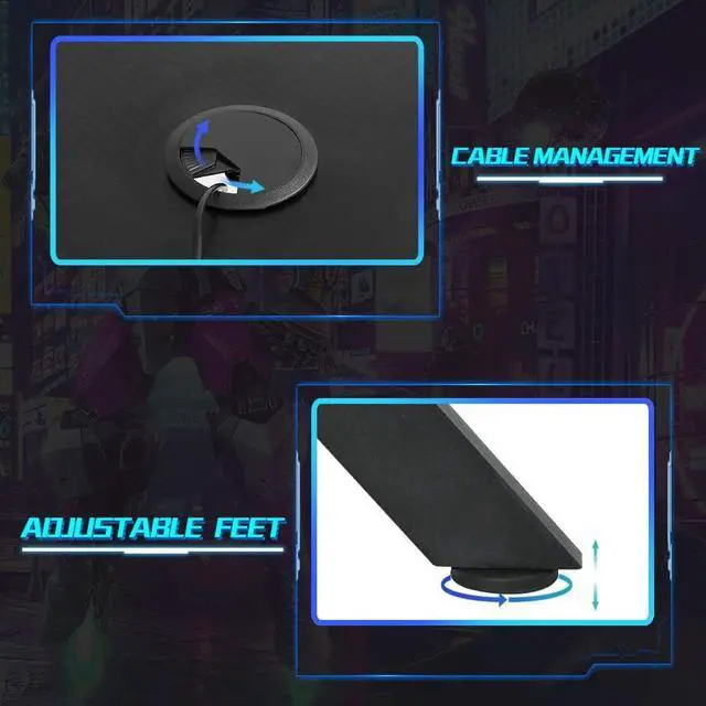 Alt view image 6 of 7 - Computer Desk,Gaming Desk 47.2" Student PC Desk Writing Desk Office Desk Extra Large Modern Ergonomic Racing Style Table Workstation Carbon Fiber Cup Holder Headphone Hook