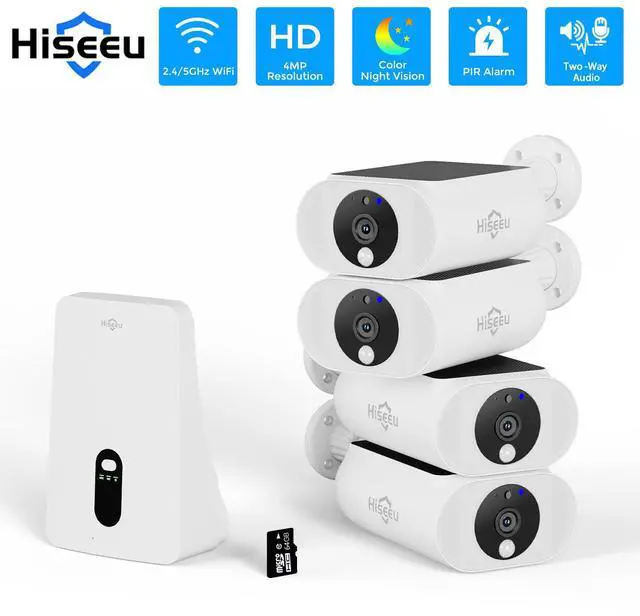 Main image of Hiseeu 4MP Wifi Wireless Security Camera System Solar Battery Powered Home 2 Way Talk