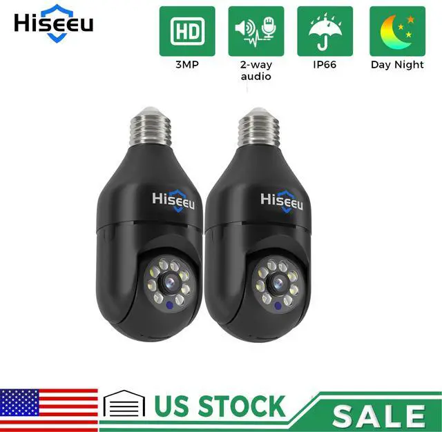 Main image of Hiseeu 2PCS 2K IP E27 Light Mini Security Camera Wi-Fi IR Night Smart Home 2-Way Audio