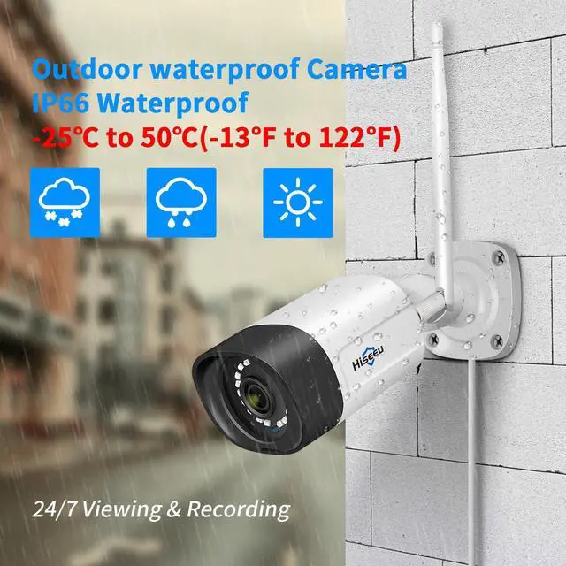 Alt view image 2 of 7 - Hiseeu 5MP WiFi Security Camera System Outdoor 3MP Dome PTZ Cameras and Bullet Cameras Surveillance Mobile&PC Remote,IP66 Waterproof,Night Vision,7/24/Motion Record,Motion Alert,Two Way Audio