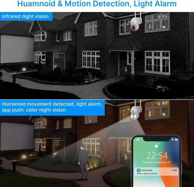 Alt view image 5 of 7 - Hiseeu 5MP WiFi Security Camera System Outdoor 3MP Dome PTZ Cameras and Bullet Cameras Surveillance Mobile&PC Remote,IP66 Waterproof,Night Vision,7/24/Motion Record,Motion Alert,Two Way Audio