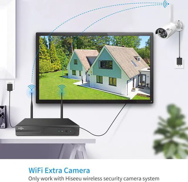 Alt view image 2 of 6 - Hiseeu  3MP Outdoor Wireless Security Camera, Waterproof Outdoor Indoor 3.6mm Lens IR Cut Day & Night Vision with Power Adapter, Compatible Hiseeu 8CH Wireless Security Camera System