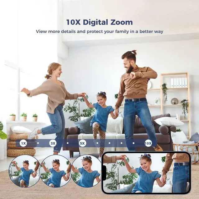 Alt view image 2 of 6 - Hiseeu Light Bulb Security Camera Wireless WiFi 2.4GHz,10X Zoom PTZ Light Socket Security Camera for Home, 2-Way-Audio, Auto Tracking & Alarm, 3MP Color Night Vision, SD & Cloud Storage (Dual Lens)