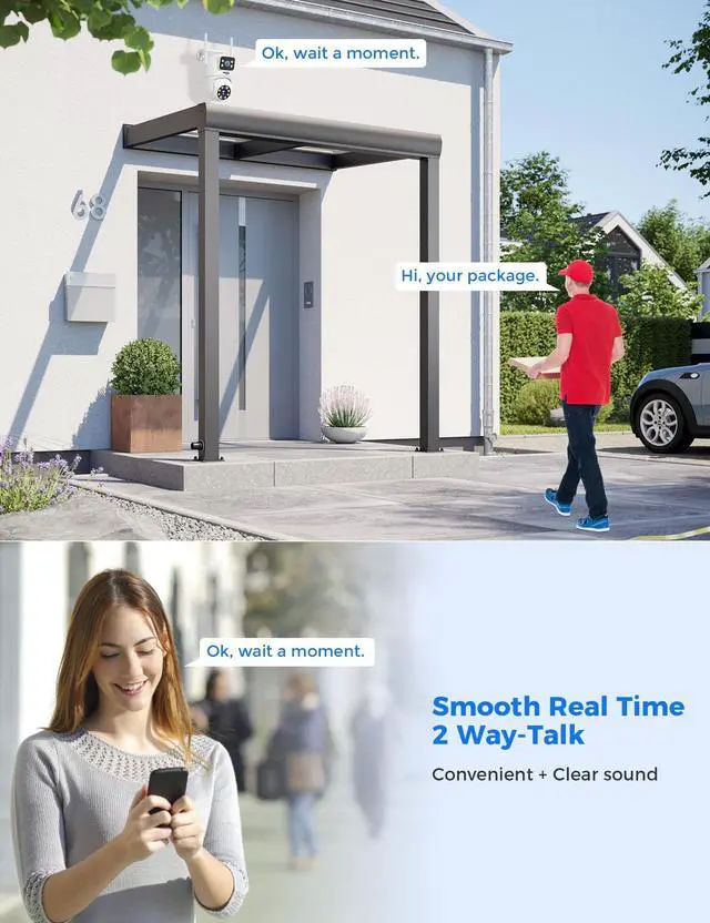 Alt view image 3 of 5 - Hiseeu Wireless Security Camera Dual Lens Outdoor Waterproof Color Night Vision,No-Fees Wroks with Alexa