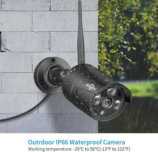 Alt view image 5 of 7 - Hiseeu Wireless Security Camera System with 10.1" LCD 2K Monitor, 4Pcs 1296P Outdoor Indoor Cameras with One-Way Audio, Night Vision, Waterproof, Motion Detection, 1TB Hard Drive