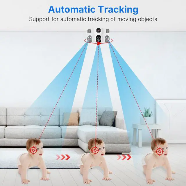 Alt view image 4 of 7 - Hiseeu PTZ Wifi Security Camera With 2MP+2MP Dual Lens Indoor Home IP Color Night Vision
