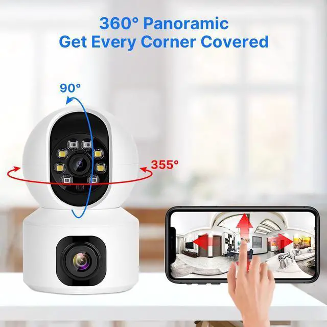 Alt view image 5 of 7 - Hiseeu PTZ Wifi Security Camera With 2MP+2MP Dual Lens Indoor Home IP Color Night Vision