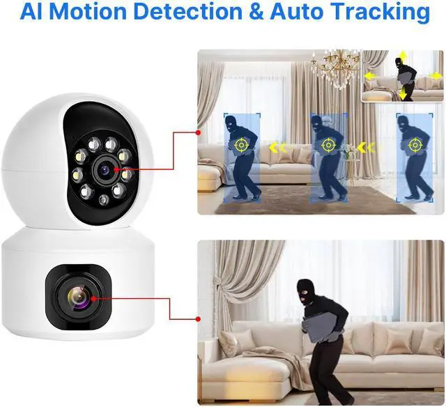 Alt view image 7 of 7 - Hiseeu PTZ Wifi Security Camera With 2MP+2MP Dual Lens Indoor Home IP Color Night Vision