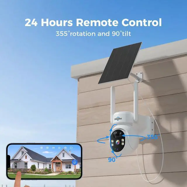Alt view image 5 of 7 - Hiseeu 4MP Wireless WIFI Solar Battery Security Camera, Outdoor IP66 Waterproof, Eseecloud APP,2-Way Audio,PTZ Security Camera
