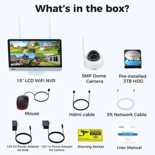 Alt view image 6 of 7 - Hiseeu 5MP 16CH NVR WiFi Security Camera System ,Dome Type ,With 15" Monitor ,Plug & Play,Support 2.4G/5G wifi .Pre-installed 3TB HDD.