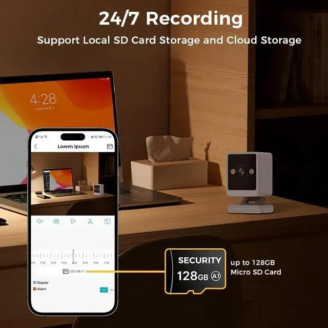Alt view image 6 of 7 - Hiseeu Mini Indoor 1080p Wi-Fi Security Camera Motion Detection ,Day & Night Vision,Two-Way Audio 2 pcs camera, SD card is not included