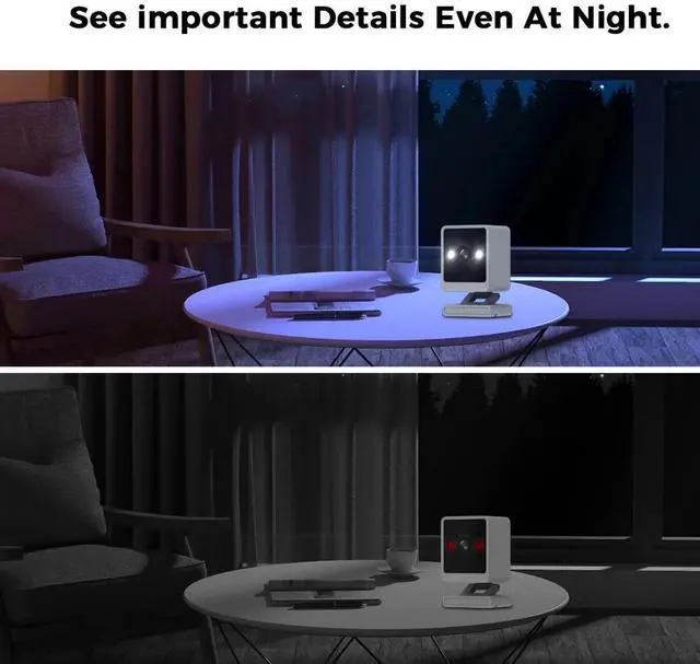 Alt view image 3 of 7 - Hiseeu Mini Indoor 1080p Wi-Fi Security Camera Motion Detection ,Day & Night Vision,Two-Way Audio 2 pcs camera, SD card is not included