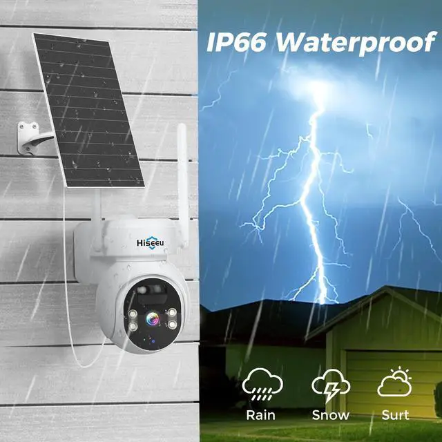Alt view image 2 of 7 - Hiseeu 4MP Wireless WIFI Solar Battery Security Camera, Outdoor IP66 Waterproof, Eseecloud APP,2-Way Audio,PTZ Security Camera 2PCS camera