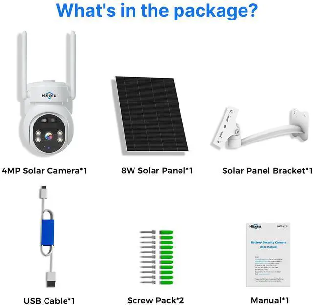 Alt view image 5 of 7 - Hiseeu 4MP Wireless WIFI Solar Battery Security Camera, Outdoor IP66 Waterproof, Eseecloud APP,2-Way Audio,PTZ Security Camera 2PCS camera