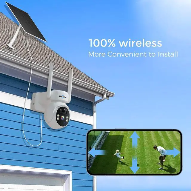 Alt view image 3 of 7 - Hiseeu 4MP Wireless WIFI Solar Battery Security Camera, Outdoor IP66 Waterproof, Eseecloud APP,2-Way Audio,PTZ Security Camera 2PCS camera